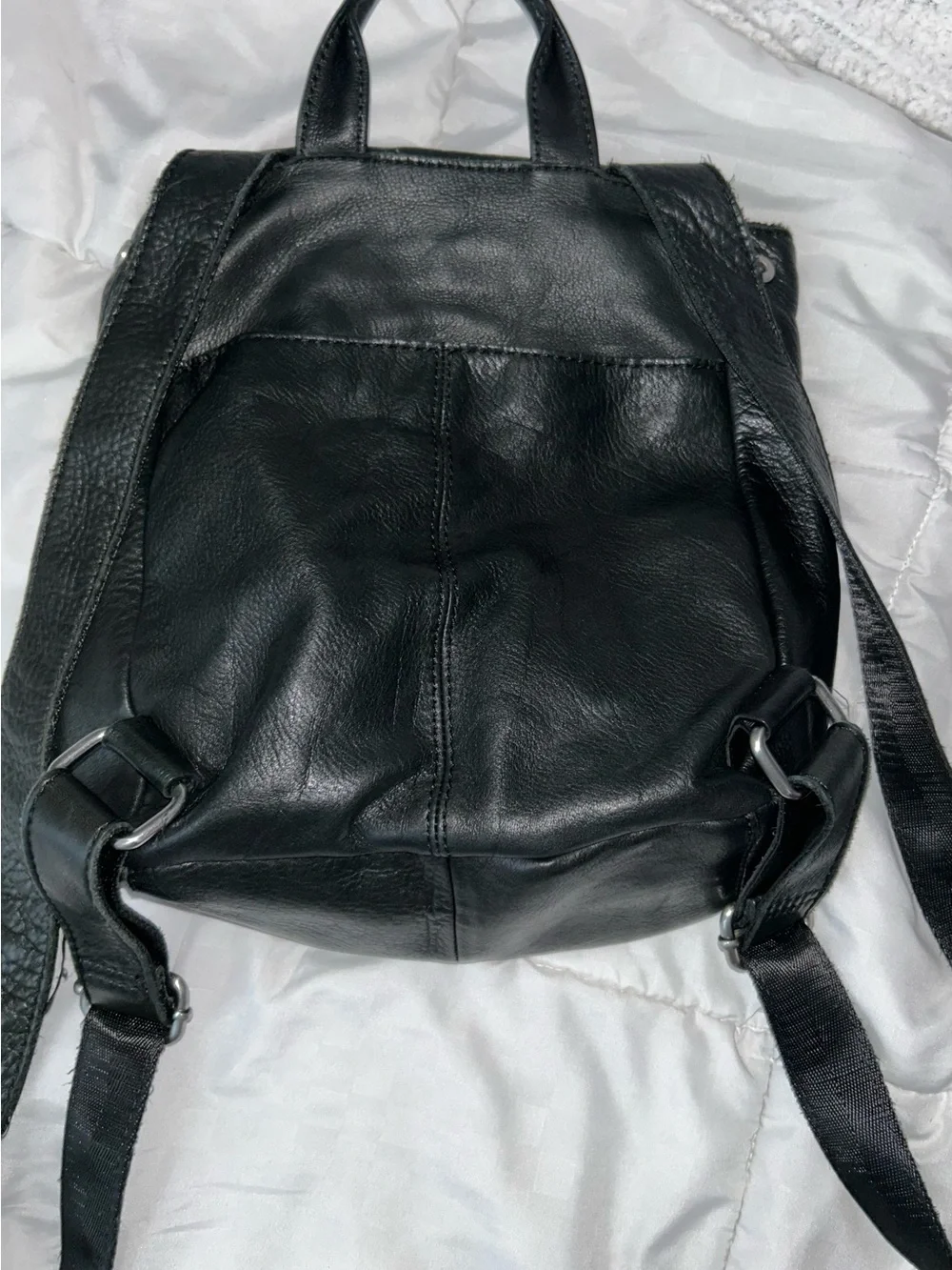 American Leather Co Genuine Super Soft Leather Backpack Black Top Sides Snaps